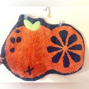 Brand new small orange cartoon fruit blue fluffy bathroom/ kitchen / kids rug.
